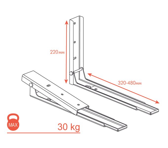 Konzole pro mikrovlnnou troubu HEAVY DUTY (bílá) TM Kolchuga 40506119 foto